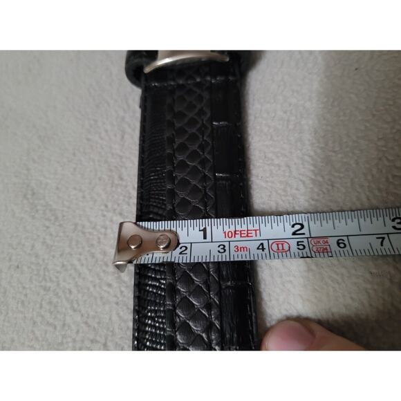 Stacy Adams Men's Size 54 Genuine Leather Lizard Skin Print Belt Black Silver - Picture 7 of 9